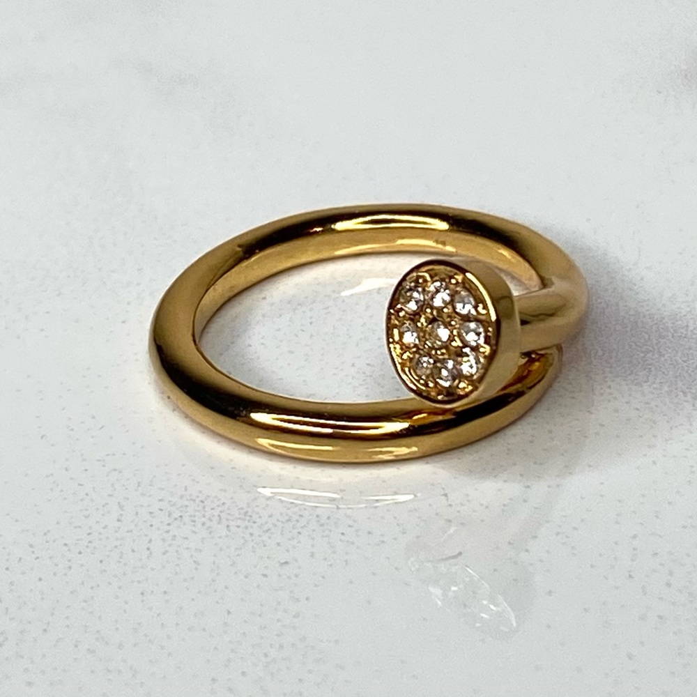 CC Skye Gold Plated & Pavé Crystal SHWAYZE Nail Ring Revolve NIB 6 - 6.25